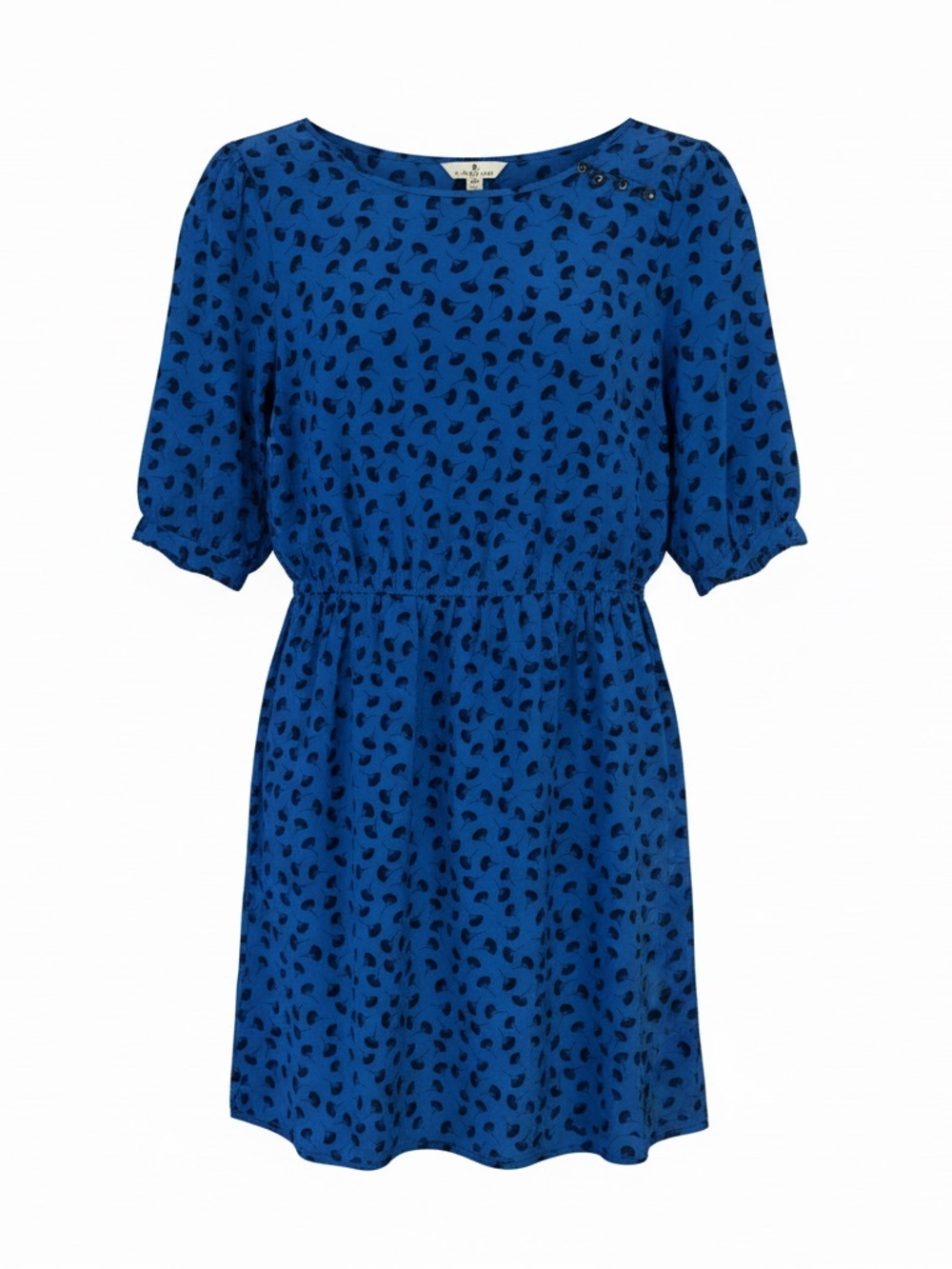 I Love H81 Blue and Black Mini Silk Dress Size S Lightweight Summer Minimalist